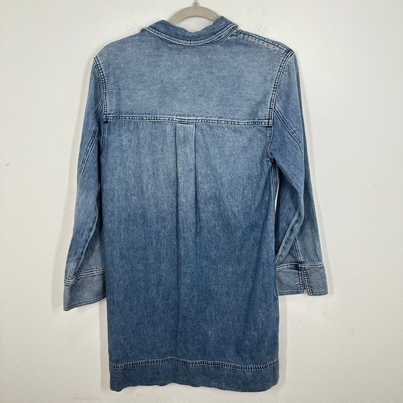 Madewell Denim Chambray V Neck Utility Dress Shirt Dress Blue Size XS NWT Boho - Picture 11 of 11